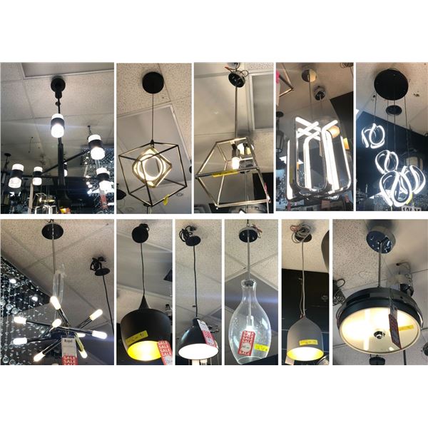 Group of 11 assorted decorative celling light fixtures (bidder is responsible for removal)