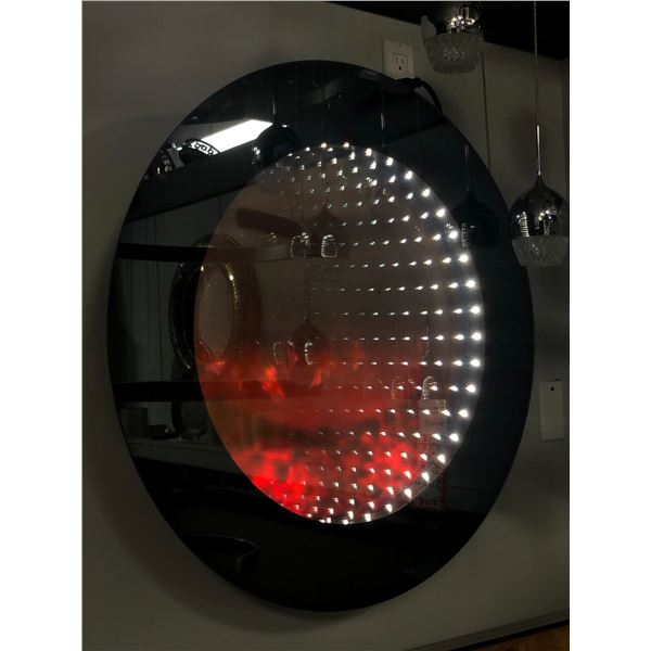 NEW - Contemporary round electric fireplace w/remote - working, approx. 29" diameter x 7 1/2" D - OP