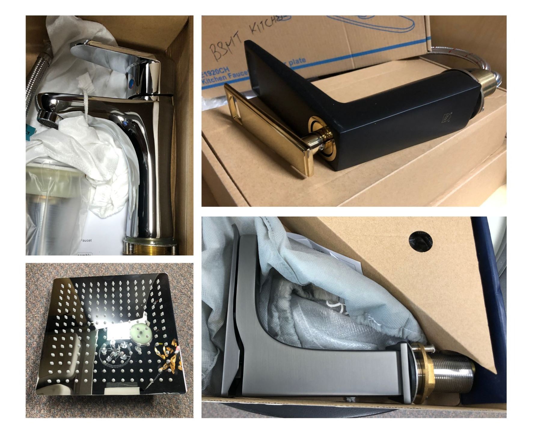 Large group of assorted bathroom/kitchen faucets (new in box)