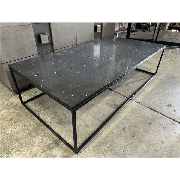 Black marble coffee table (approx. 56in L 28in D 15in H)