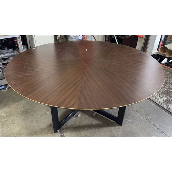 Large round wood dining table (approx. 71in D)