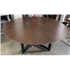 Image 1 : Large round wood dining table (approx. 71in D)