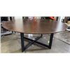 Image 2 : Large round wood dining table (approx. 71in D)