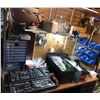 Image 2 : Large group of misc items tools, wrench set, rigid electric drill w/charger, flexi light controller,