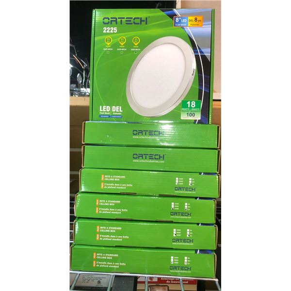 Group of 7 new Ortech 8in LED flush mounts