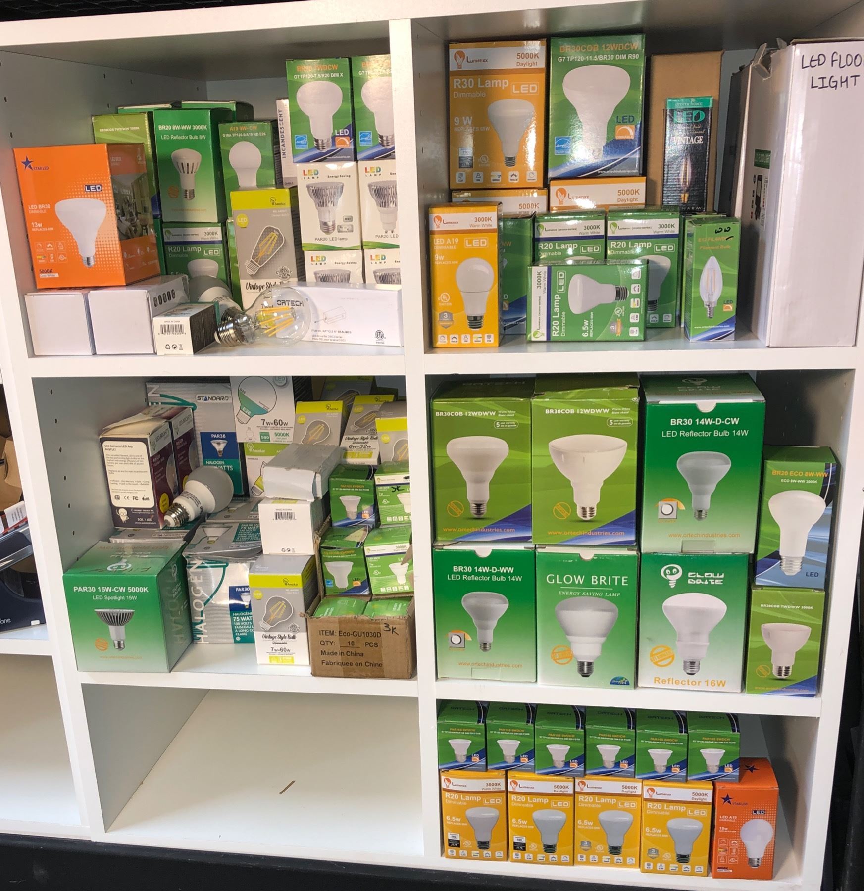 5 cubbies assorted bulbs includes - filament bulbs, LED bulbs, dimmable ...