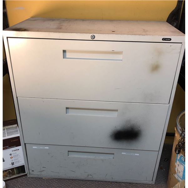 3-drawer filing cabinet full of misc items (approx. 3ft 18in D 41in)