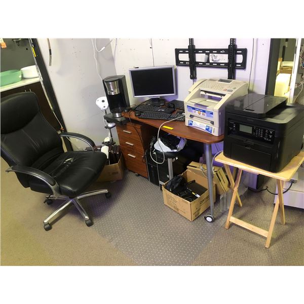 Large workstation electronics & furniture lot - large workstation 2 PCs, Acer monitor, brand new ser