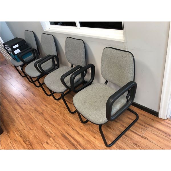 Large group of assorted office furniture - armchairs, 2 office desks, office chairs, wooden shelf, d