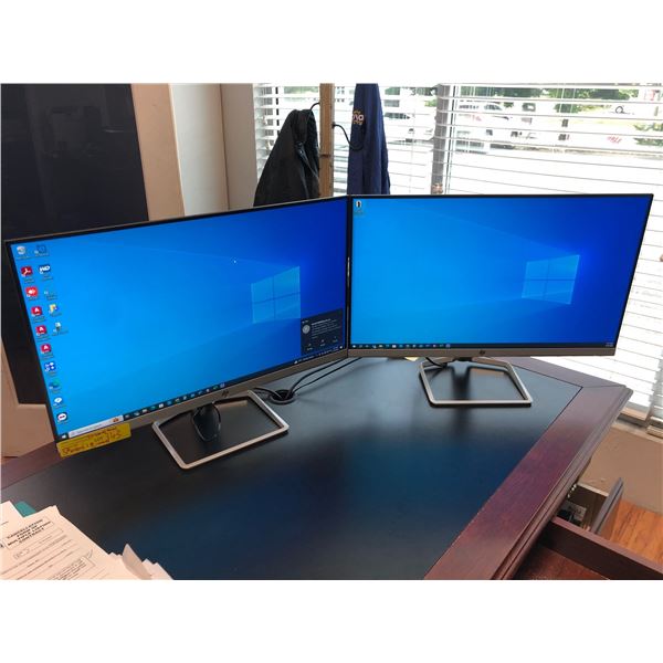 7 Pce workstation electronics - 3 HP monitors, coby speakers, keyboard & mouse set, Acer PC (16GB ra