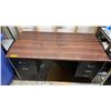 Image 2 : Wooden brown office desk w/ 5 drawers approx. 60in L 30in D 30in H