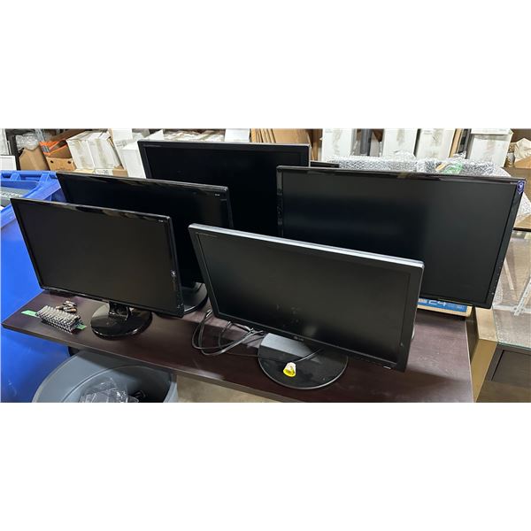 Group of 8 assorted monitors - including CyberPower 1000VA, misc. computer accessories etc.