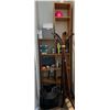 Image 1 : Group of assorted items - including wooden shelf approx. 100in H 37in W 15in D and 2 coat racks
