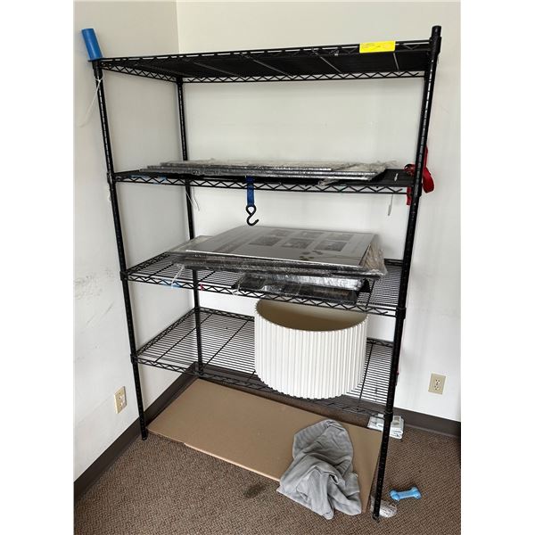 Metal 4 tier shelf approx. 49in L 25in D 71H (contents on shelf is not included)