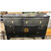 Image 1 : Black painted oriental cabinet approx. 54in W 16in D 36in H)