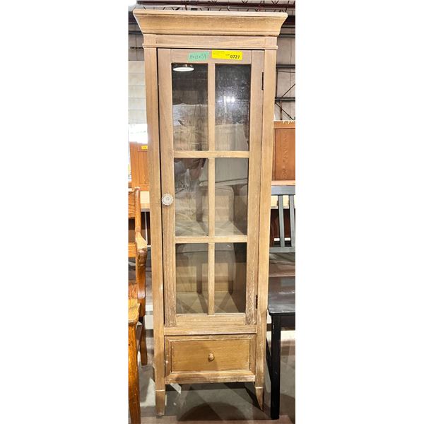 Single glass door tall cabinet (approx.19in W 13in D 59in H)