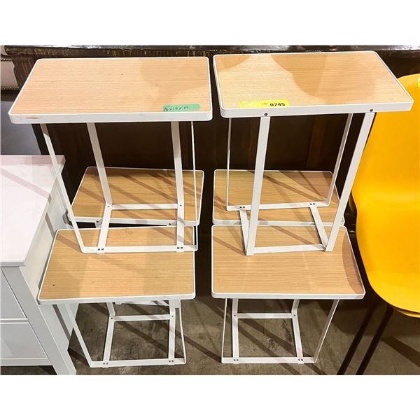 6 Metal & wood small end tables (16in W 10in D 19in H)