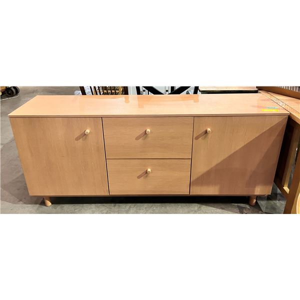 Maple veneer sideboard (approx. 71in W 16in D 31in H)