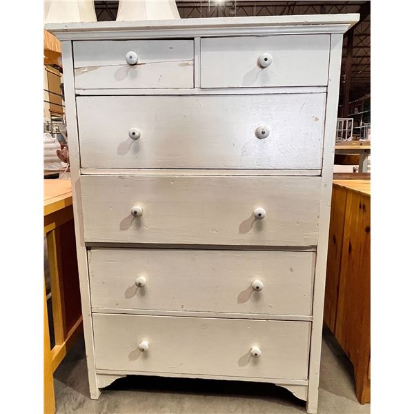 Painted vintage 6-drawer old dressing chest