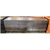 Image 1 : Fumed oak sideboard w/self closing door (approx. 79in W 18in D 29in H)