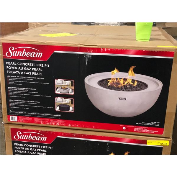 NEW Sunbeam - Pearl Concrete Fire Pit - (Convertible to Natural Gas) - 31 1/2in x 31 1/2in x 14 1/2i