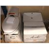 Image 1 : Group of assorted bathroom items - includes toilet seat w/ tank / basins / sinks