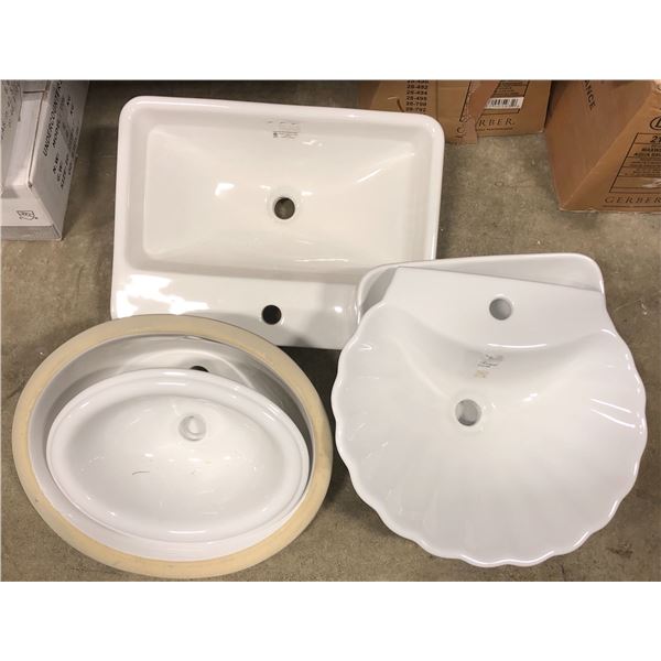 Group of 5 assorted ceramic sinks