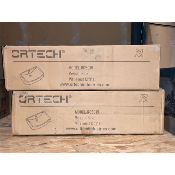 Set of 2 NEW Ortech vessel sinks (in boxes)