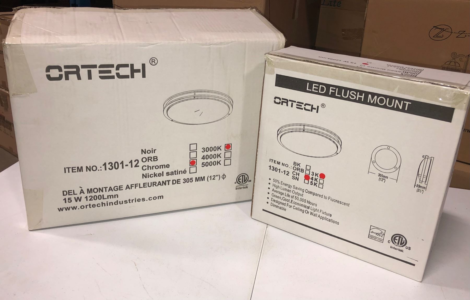 Ortech Box w/ 4 new Ortech LED flush mounts