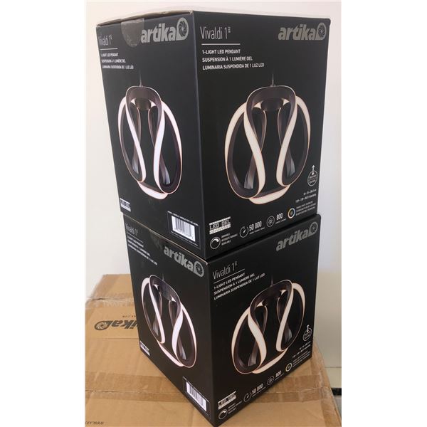 Set of 2 new Artika Vivaldi 1 LED pendant light in box