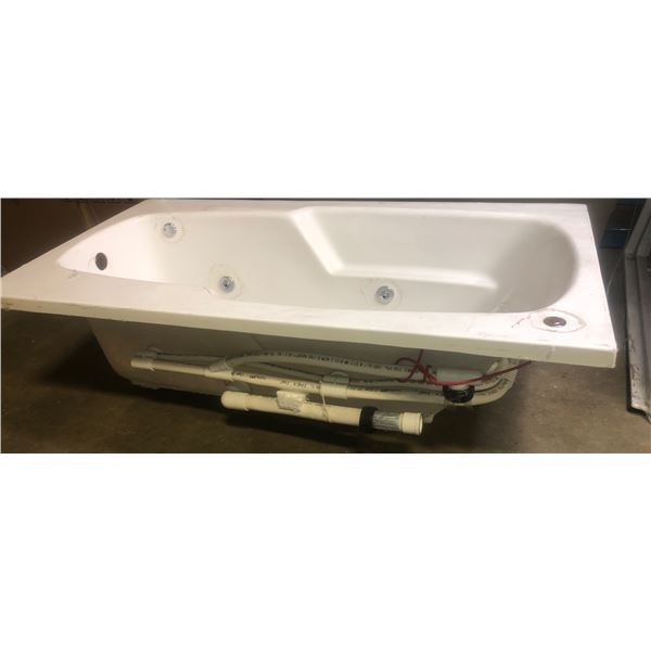 New white jacuzzi tub - approx. 66in wide x 35in x 21in height (missing motor)