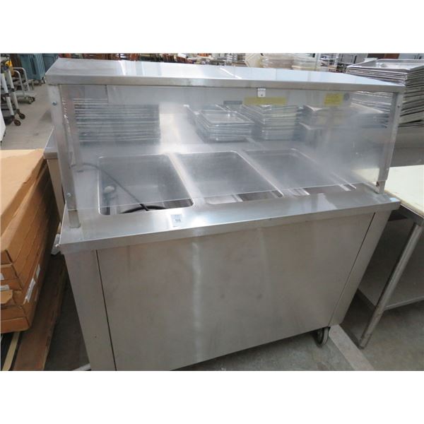 S/S 4' 3 Comp Rolling Electric Steam Table