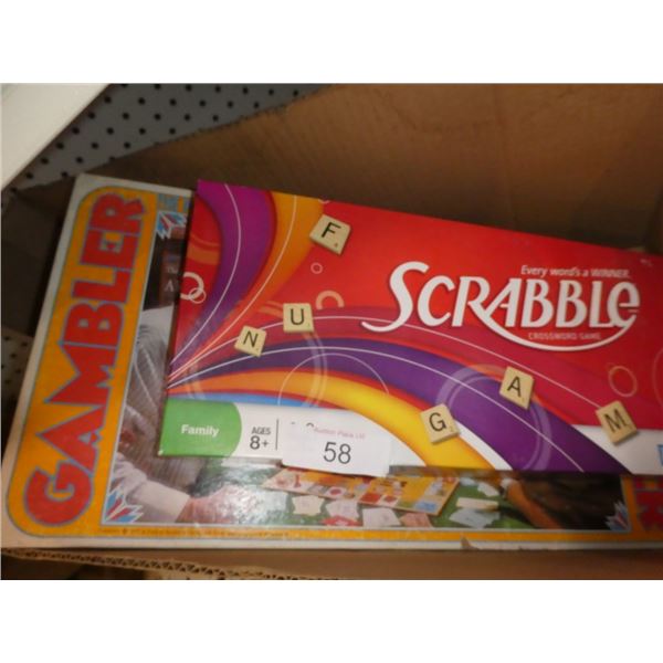 board games: Scrabble, Gambler, Trival Pursuit