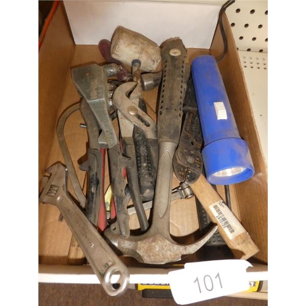 misc tools: hammer, wrenches, flashlight