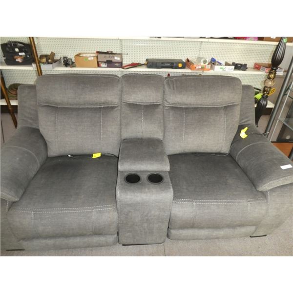 electric loveseat w/ cupholders & storage