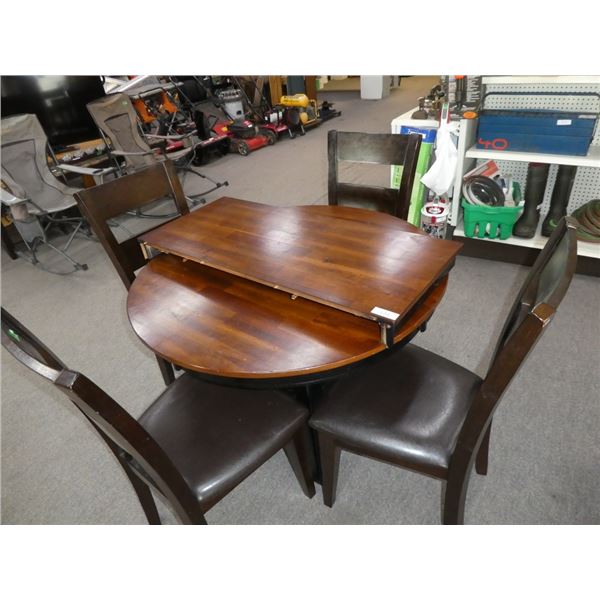 circular table w/ extra leaf & 4 chairs