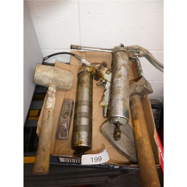 hammer, mallet, grease guns
