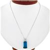 Image 1 : Handmade 14K White Gold 16.65 ctw Emerald Cut London Blue Topaz Solitaire Pendan
