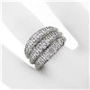 Image 3 : Vintage .900 Platinum 1.30 ctw Pave Diamond Wide Domed Triple Stacked Band Ring