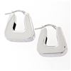 Image 5 : New Italian 14K White Gold Dual Finished Marquise Pattern Huggie Snap Earrings