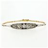 Image 2 : Antique Edwardian Handmade 18K Gold .80 ctw Rose Cut Diamond Unique Belly Bracel