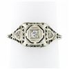 Image 1 : Antique Art Deco 18k Gold Old European & Single Cut Diamond Puffed Filigree Ring