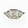 Image 4 : Antique Art Deco 18k Gold Old European & Single Cut Diamond Puffed Filigree Ring