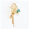 Image 6 : Vintage 14k Rose Gold Natural Blue Turquoise Double Ribbon Swirl Brooch Pin