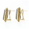 Image 3 : Vintage 14K Yellow Gold Octagonal Bloodstone Twisted Wire Frame Button Earring