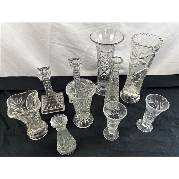 Assorted Glass Vases and Candleholders