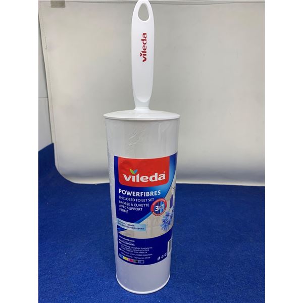 Vileda Powerfibres Enclosed Toilet Set with Rim Cleaner