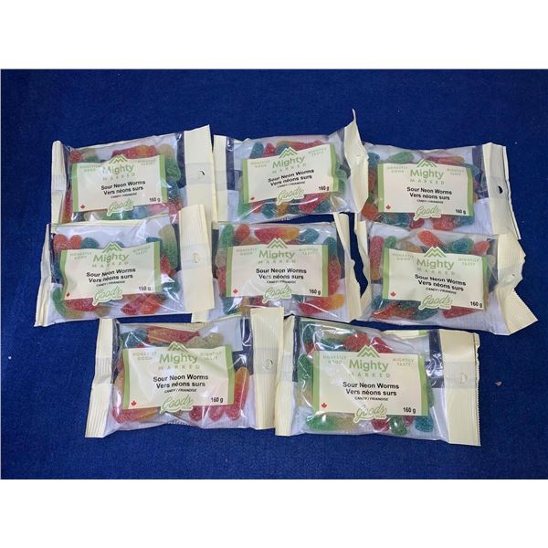 Mighty Marked Sour Neon Worms Candy (160g x 8)