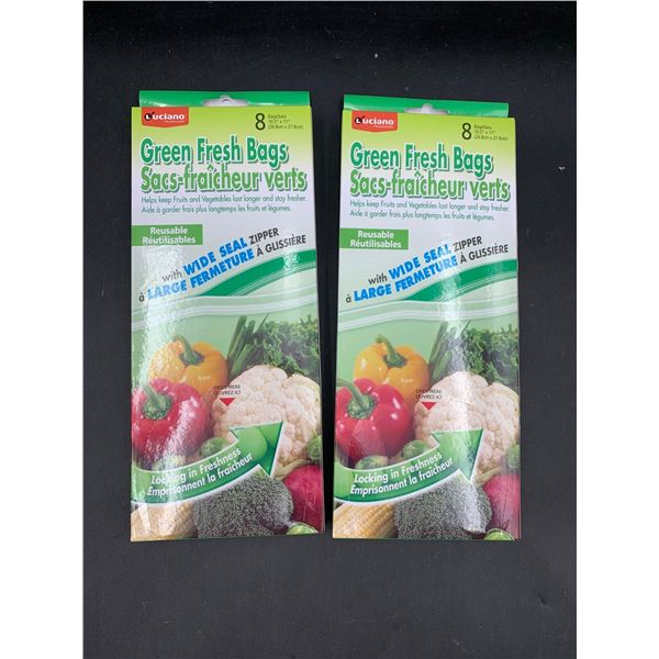 Green Fresh Bags with Wide Seal Zipper (2 x 8)