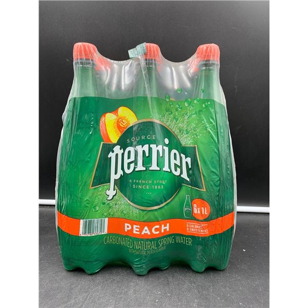 Perrier Peach Carbonated Natural Spring Water (6 x 1L)